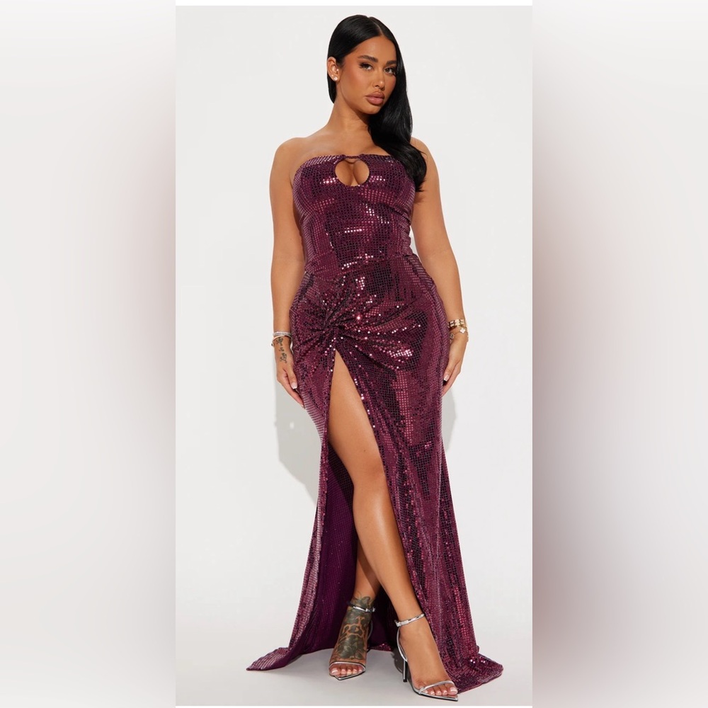 Fashion Nova Elegant Purple Sequin Evening Gown